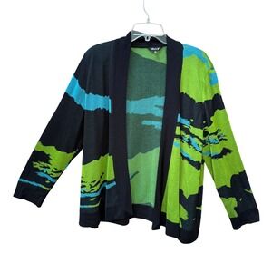 MISOOK XL Abstract Print Open Front Lightweight Cardigan‎ Sweater Women